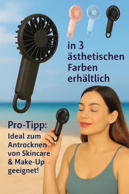 Mini USB-ventilator met karabijnhaak - oplaadbaar en draagbaar met 3 snelheden voor binnen en buiten — thumbnail 4