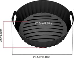 Vierkante bakvorm voor airfryer - Siliconen bakvorm - Gezond frituren - Energiebesparend keukenapparaat - Maak gemakkelijk knapperig eten - Geschikt voor groenten, vlees en snacks - Gemakkelijk schoon te maken - Set van 2 stuks 20,5 × 20,5 × 5 cm — thumbnail 6