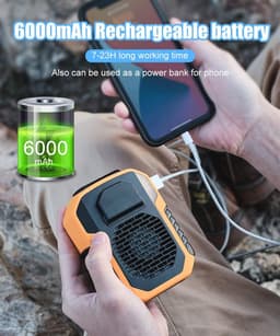 4-in-1 clip op tailleventilator - krachtige draagbare nekventilator voor buitenactiviteiten — thumbnail 3