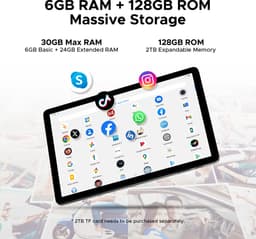 DOOGEE Tab A9 Pro+ Android 15-tablet met toetsenbord 11-inch scherm + 90 Hz verversingssnelheid 6 GB RAM + 128 GB opslagruimte 8580 mAh-batterij Octa-Core T7200-processor 13 MP-camera,Grijs — thumbnail 4