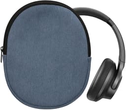 kwmobile headset case geschikt voor Anker Soundcore Q20i hoes - 22,5 x 17 cm - Koptelefoon cover met rits - Neopreen en ribfluweel - In vintage blauw — thumbnail 2