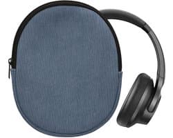 kwmobile headset case geschikt voor Anker Soundcore Q20i hoes - 22,5 x 17 cm - Koptelefoon cover met rits - Neopreen en ribfluweel - In vintage blauw — thumbnail 1