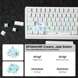 EPOMAKER G84 - Wit - Mechanisch Draadloos Toetsenbord - RGB - 80% - Qwerty - Gaming Keyboard - Transparent Switch — thumbnail 5