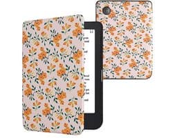 E-reader hoes voor Kobo Clara 2E - Magnetische sluiting - Geel bloemen dessin