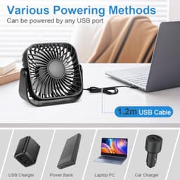 Mini USB Tafelventilator 10 cm - Stil, 360° Rotatie, 3 Snelheden voor Thuis en Kantoor — thumbnail 5