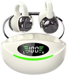 Draadloze oordopjes met Oorclip Wit - Geschikt voor Apple en Android - Bluetooth 5.3 - Draadloze oortje Bluetooth - Sport Oordopjes - Bluetooth Oordopjes - Draadloze Oordopjes - Oortjes Draadloos - In-Ear Oordopjes — thumbnail 1