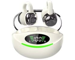 Draadloze oordopjes met Oorclip Wit - Geschikt voor Apple en Android - Bluetooth 5.3 - Draadloze oortje Bluetooth - Sport Oordopjes - Bluetooth Oordopjes - Draadloze Oordopjes - Oortjes Draadloos - In-Ear Oordopjes