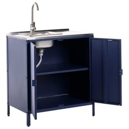 BELIANI VILAMA - Buitenkeukenkast met spoelbak - Blauw - Staal — thumbnail 4