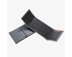 Opvouwbaar Bluetooth Toetsenbord – Full-Size Draadloos Toetsenbord – Reis Toetsenbord Draagbaar – Voor Laptop, Tablet, iPad, Smartphone, Windows, Android & iOS – Space Grey