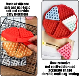 Vorm - wafelvorm - anti aanbak siliconen vorm - hartvormige pannenkoekenvorm - bakgereedschap - bak vijf koekjes tegelijk - geschikt voor airfryer, oven, magnetron (17,5*1,5cm - rood) — thumbnail 7