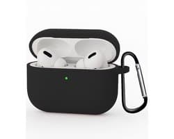 Hoesje - Geschikt voor Apple Airpods Pro 3 - met Clip - Siliconen Hoes - Silicone Case Cover - Zwart