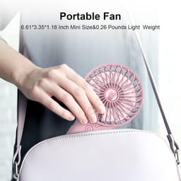 Draagbare USB Ventilator met Spiegel - Stille Mini Handventilator met 4 Snelheden voor Thuis en Reizen — thumbnail 1