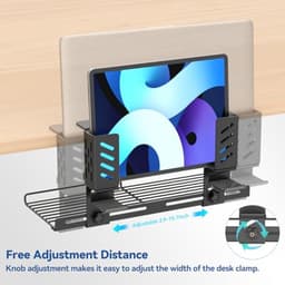 3-in-1 Laptop Houder Met Kabelbeheer en Hooftelefoonhaakjes - Verstelbare Onder-Bureau Organizer voor Thuis en Kantoor — thumbnail 4