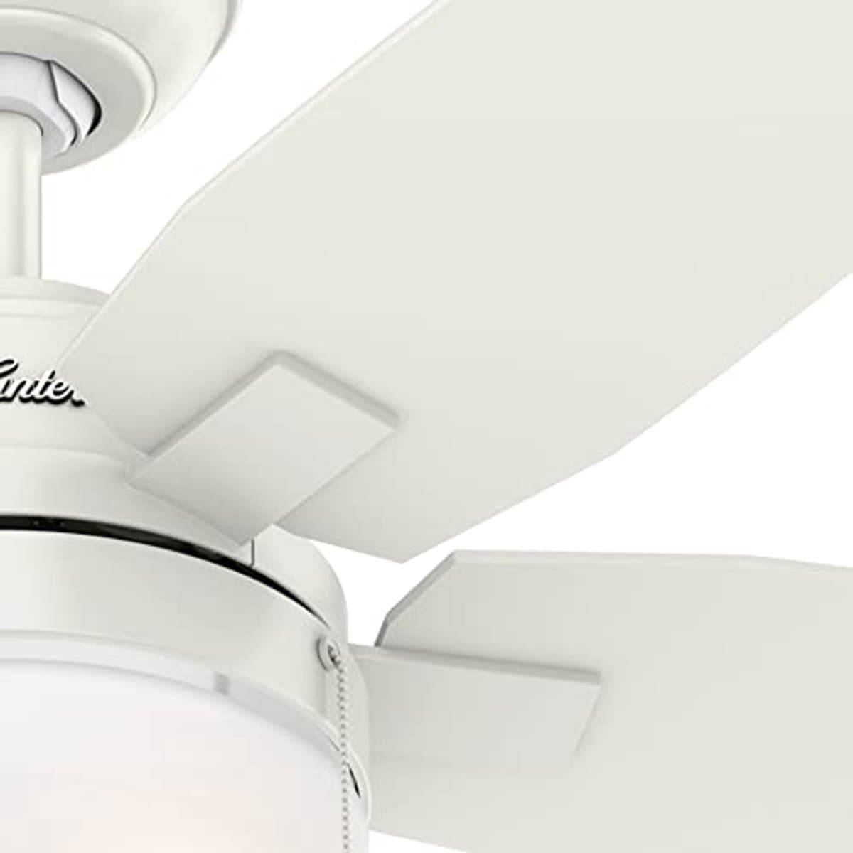 Binnenventilator met verlichting en trekschakelaar - 117 cm, 5 omkeerbare vleugels, zomer/winter gebruik, fris wit/grenen — afbeelding 1