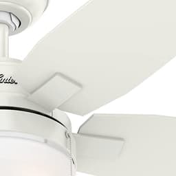 Binnenventilator met verlichting en trekschakelaar - 117 cm, 5 omkeerbare vleugels, zomer/winter gebruik, fris wit/grenen — thumbnail 1