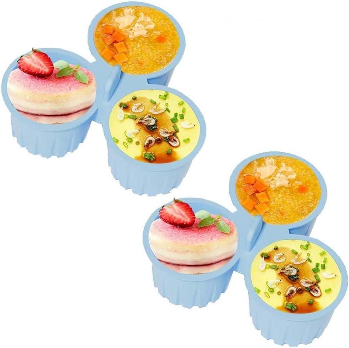 Daity 2-delige siliconen airfryer eivorm, antiaanbak airfryer bakplaat, 3 roosters voor het maken van muffins, voor het bakken van kookaccessoires, herbruikbare siliconen bakvormpjes, blauw — afbeelding 1