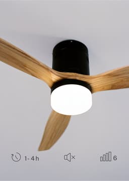CREATE - Plafondventilator 40W silent 100% hout (Ø132cm) (ruimtes 10m²-25m²) - Zwart / Licht hout - Met licht - WIFI + Afstandsbediening - WIND CALM NATURAL WOOD — thumbnail 5