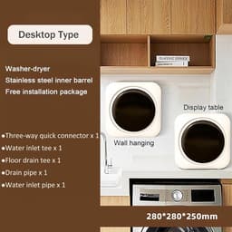 Compacte Volautomatische Mini-Wasmachine met Drogerfunctie voor Ondergoed en Kleine Kleding - Ideaal voor Appartementen en Campers — thumbnail 2