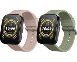 kwmobile 2x horlogebandjes geschikt voor Huami 22mm Amazfit Bip 6 / Bip 5 Unity / Bip 5 / GTS 3 / Balance 2 / Helio Strap bandje - Smartwatch bandjes van TPU - Activity tracker horloge band in pastelgroen / oudroze