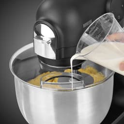 N8WERK Midnight Edition Keukenmachine, garde, kneedhaak en roerhaak, spatbescherming met vulopening, roestvrijstalen kom van 5 liter, 6 snelheden, 1200 watt, digitaal display — thumbnail 5