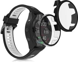 kwmobile 2x cover geschikt voor Garmin 18mm Forerunner 265S - Fitnesstracker cover van gehard glas en kunststof frame set zwart / transparant