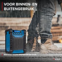 Bouwradio - Audizio Jobsite bouwradio met accu - Bluetooth, DAB+ en FM - Compact en IP54 waterdicht — thumbnail 3