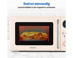 MEDION retro magnetron (20 liter, ca. 800 watt, 5 magnetronstanden, 8 automatische programma's, digitaal display, ontdooifunctie, compact, MD15000) beige