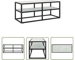 vidaXL Tv-meubel - Wit marmerglas - 100x40x40 cm - Zwart Televisie Kast - Tv Meubilair - Stereo Kast - Vitrinekast - Woonkamer Decoratie
