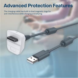 Oplaadkabel voor Xbox 360 / 360 Slim Draadloze Controller van MMOBIEL – 1,8m USB-Acculader – Snellaadkabel Snoer USB-A Oplader – Vervangende Kabel voor Draadloze Controller - Wit — thumbnail 5