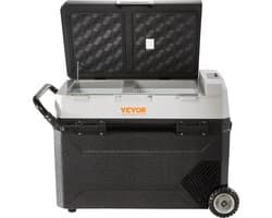 VEVOR Auto Koelkast Camping Koelkast 53 L Koelbox Koelkast Boot 12/24 V Verrijdbare Elektrische Vriezer 2 In 1 Dubbele Zone Autokoelkastcompressor