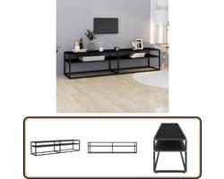 vidaXL Tv-meubel - 180x40x40,5 cm - Gehard glas - Zwart Televisie Kast - Tv Meubilair - Glazen Tv Kast - Zwarte Tv Kast - Modern Tv Meubel