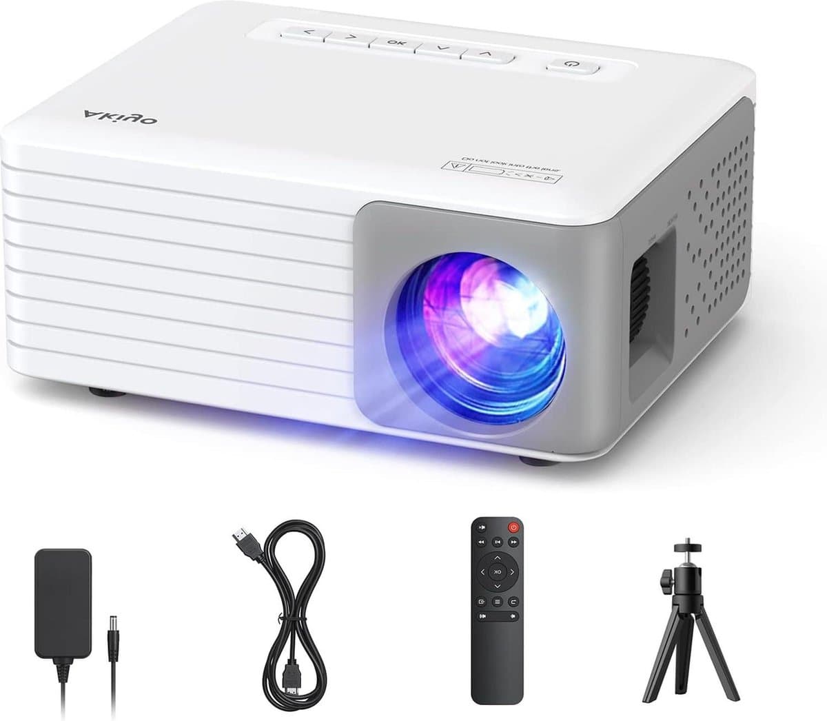 Full HD 1080P Mini Beamer op Statief - Voor Home Theater - 5500 Lumen - 55000 Uur LED - Smartphone HDMI USB Laptop Firestick AV PS5 Beamer — afbeelding 1