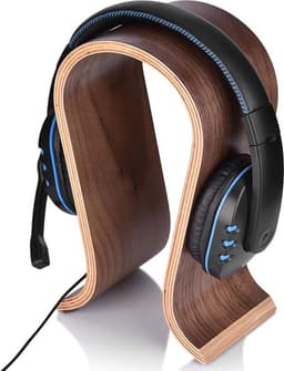 Houten U-vormige hoofdtelefoonhouder met stabiele basis voor thuis, kantoor, studie en winkel — thumbnail 1