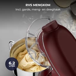 Fentic Keukenmachine - 2000W - Keukenrobot - Incl. Pastaroller en extra accessoires - 6,2L Mengkom - Foodprocessor - Pastamachine - Rood — thumbnail 4