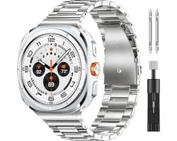 Stravo Stalen schakel bandje - geschikt voor Samsung Galaxy Watch Ultra 47 mm - Metalen RVS horlogebandje voor Samsung Galaxy Watch Ultra / Ultra 2025 - Smartwatch bandje metaal + inkort toolkit - Zilver