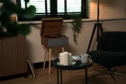 Platenspeler op poten - Audizio Fremont - Retro platenspeler met meubel - Met Bluetooth - Houtlook — thumbnail 2