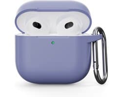 Coverup Hoesje - Geschikt voor AirPods 4 Hoesje - Coverup Siliconen AirPods Case met Sleutelhanger - Lavendel