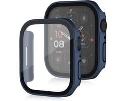 Watch case screenprotector - hoesje - gehard glas - geschikt voor Apple Series 4 / 5 / 6 / SE / SE 2 met case size 44 mm - donkerblauw