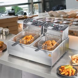 Elektrische Friteuse 8,6 L met Dubbele Bak en Ingebouwde Thermostaat - Ideaal voor Keuken en Feesten — thumbnail 8