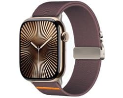 By Qubix - Geschikt voor Apple Watch bandje - Nylon bandje met Parachute sluiting - Donkerpaars - Geschikt voor Apple Watch 44mm / 45mm / 46mm / 49mm (Ultra 1,2 en 3) - Smartwatch bandje - nylon - bandje iWatch