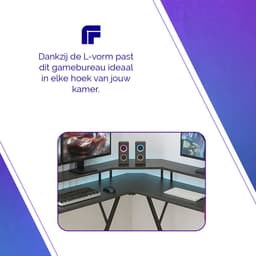 Xergonomic Game bureau – 127 x 127 x 74.4 cm – Hoekbureau - Game tafel - LED-Verlichting - Gaming Desk – 2 EU stopcontacten & 2 USB-poorten ingebouwd – Zwart — thumbnail 3