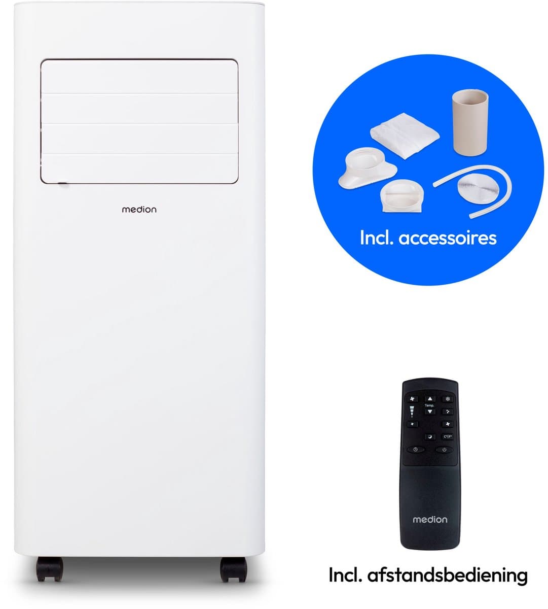 MEDION Mobiele Airco E701 (7000 BTU, 3-in-1, Koelen, Ontvochtigen, Ventileren, tot 25m², incl. Raamafdichtingskit, voor Slaapkamer en Woonkamer, Afstandsbediening, MD 37730) — afbeelding 1