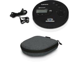 Lenco Discman Bundel - CD-300BK + PBC-50GY - Draagbare Bluetooth CD-MP3 Speler met ingebouwde Powerbank case