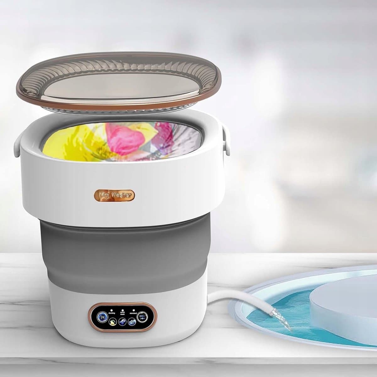 24W 12L Was-droogcombinatie Mini Wasmachine - met 3 standen - Wasmachine + afvoerbuis + afvoermand - geschikt voor babykleding, ondergoed, handdoeken, sokken en klein speelgoed — afbeelding 1
