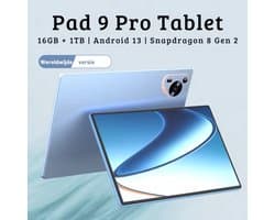 Pad 9 Pro 10.1 Inch 2K Volledig Scherm 16GB+512GB Snapdragon 8 Gen2 Android 24mp + 48Mp High-Performance Tablet - Zwart