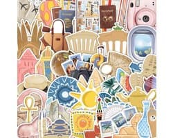 Travel Stickers 50 Stuks | Vakantie Stickers | Reis | Reizen | Zon | Paspoort | Vliegtuig | Holiday | Camera | Laptop Stickers | Stickers Kinderen | Stickers Volwassenen | Stickervellen | Plakstickers | Stickers Koffers | Bullet Journal |