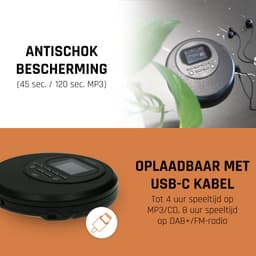 Lenco CD-500BK - Draagbare CD-speler met DAB en FM - Bluetooth - Zwart — thumbnail 4