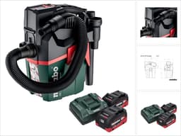 Metabo AS 18 L PC Compact accustofzuiger 18 V 6 l IPX4 stofklasse L nat en droog + 2x accu 8,0 Ah + oplader — thumbnail 1