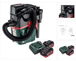Metabo AS 18 L PC Compact accustofzuiger 18 V 6 l IPX4 stofklasse L nat en droog + 2x accu 8,0 Ah + oplader