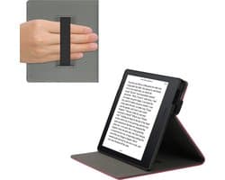 kwmobile e-reader hoesje geschikt voor Amazon Kindle Oasis 10. Generation hoes - Ereader flip case met standaard - Kunstleren e reader cover - Brushed Hart design in donkerrood
